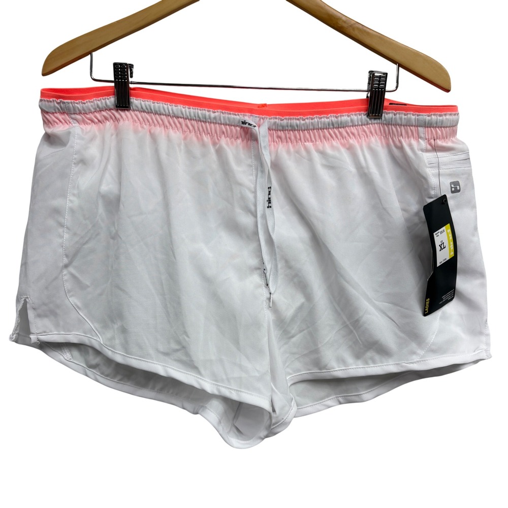 Hind Womens White Neon Coral Solace Running Shorts XL CY5294 NWT